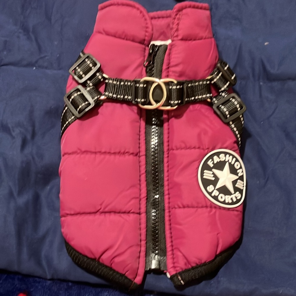 NWOT Fashion Sports Burgundy Fleece Lined Tiny Pet Harness Size S